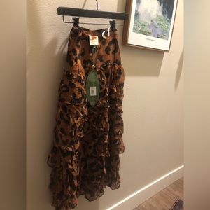 Farm Rio Tiered Leopard Print Maxi Skirt